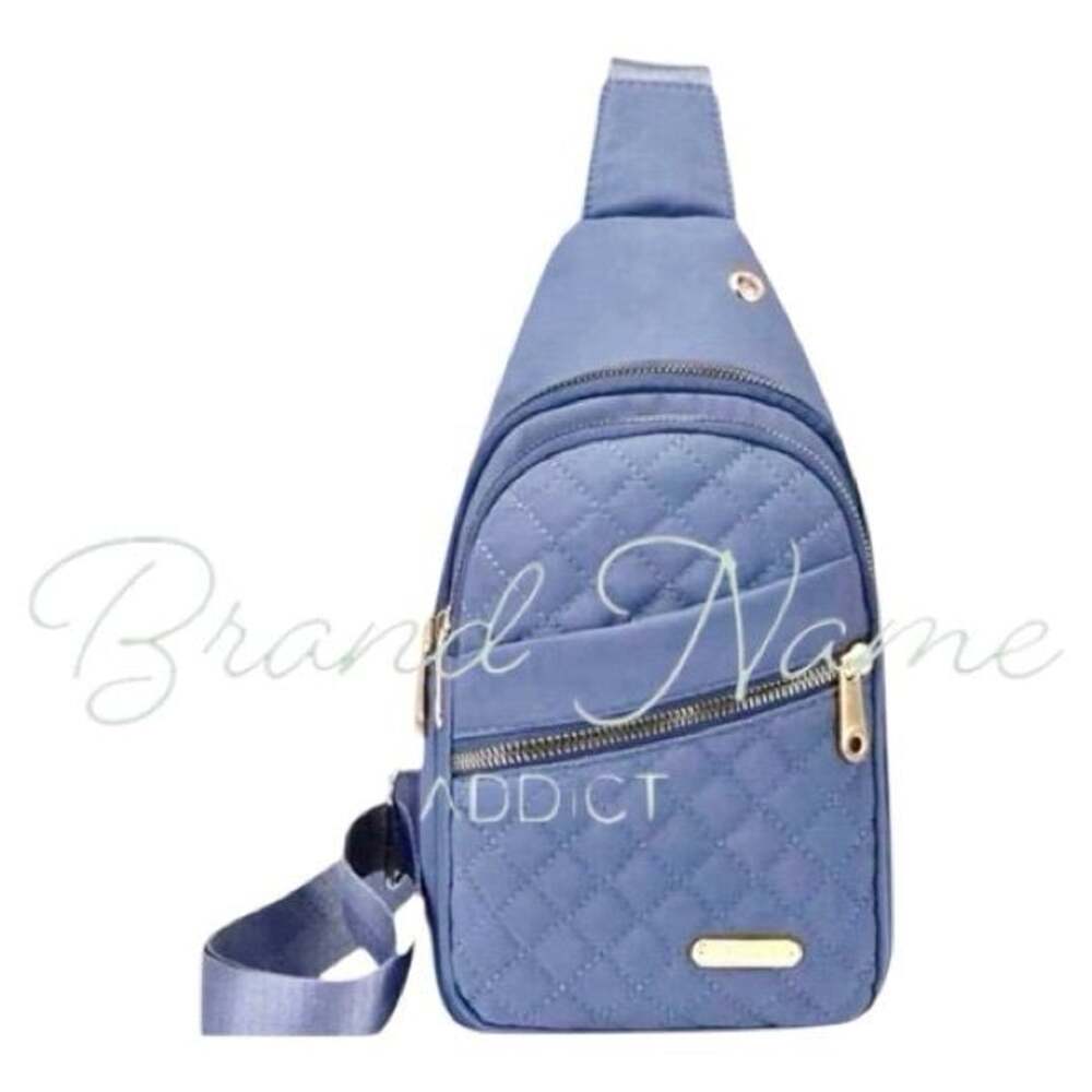 Quilted Blue Sling Crossbody Bag - Picture 1 of 4